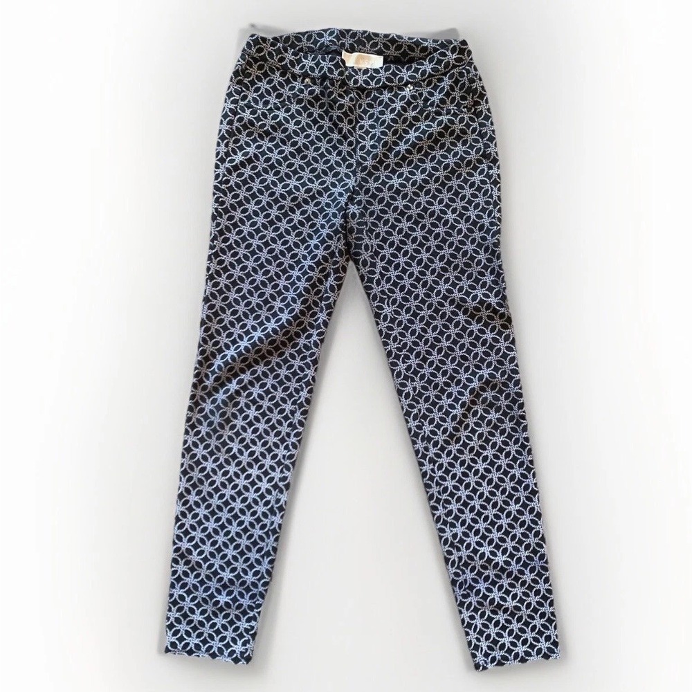 Michael Kors Black White Geometric‎ Print Pants Womens Size XS Pull Pn Skinny